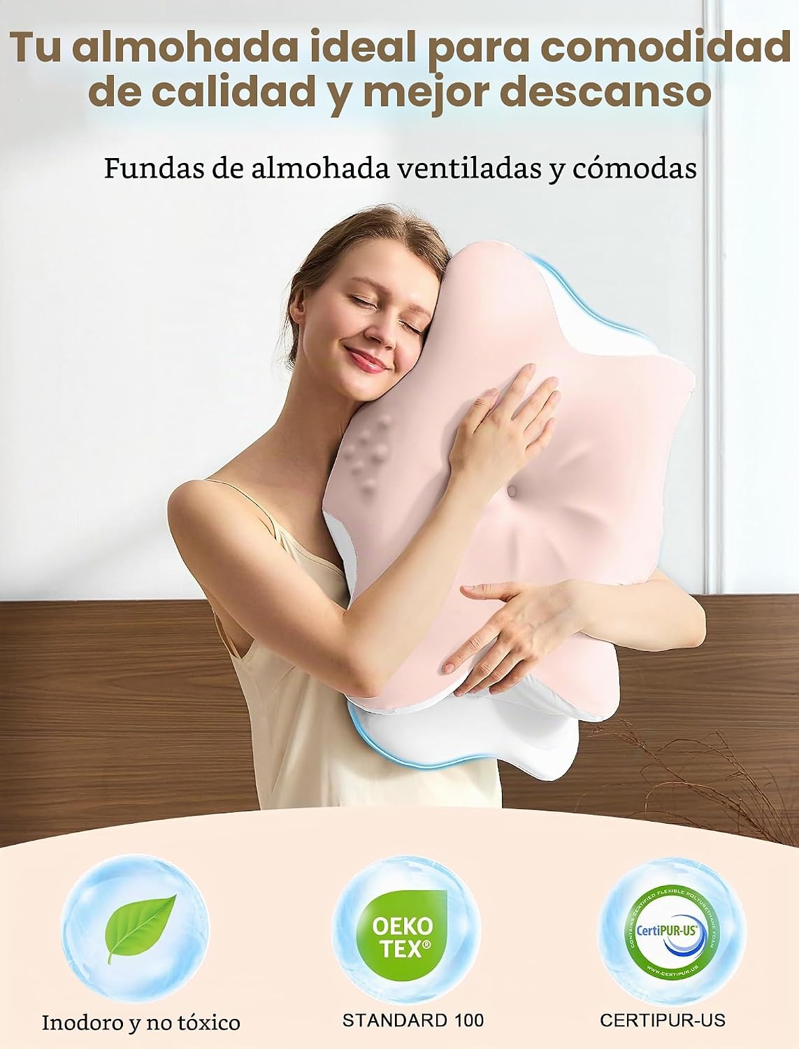 Almohada cervical para el cuello para aliviar el dolor, almohada er...