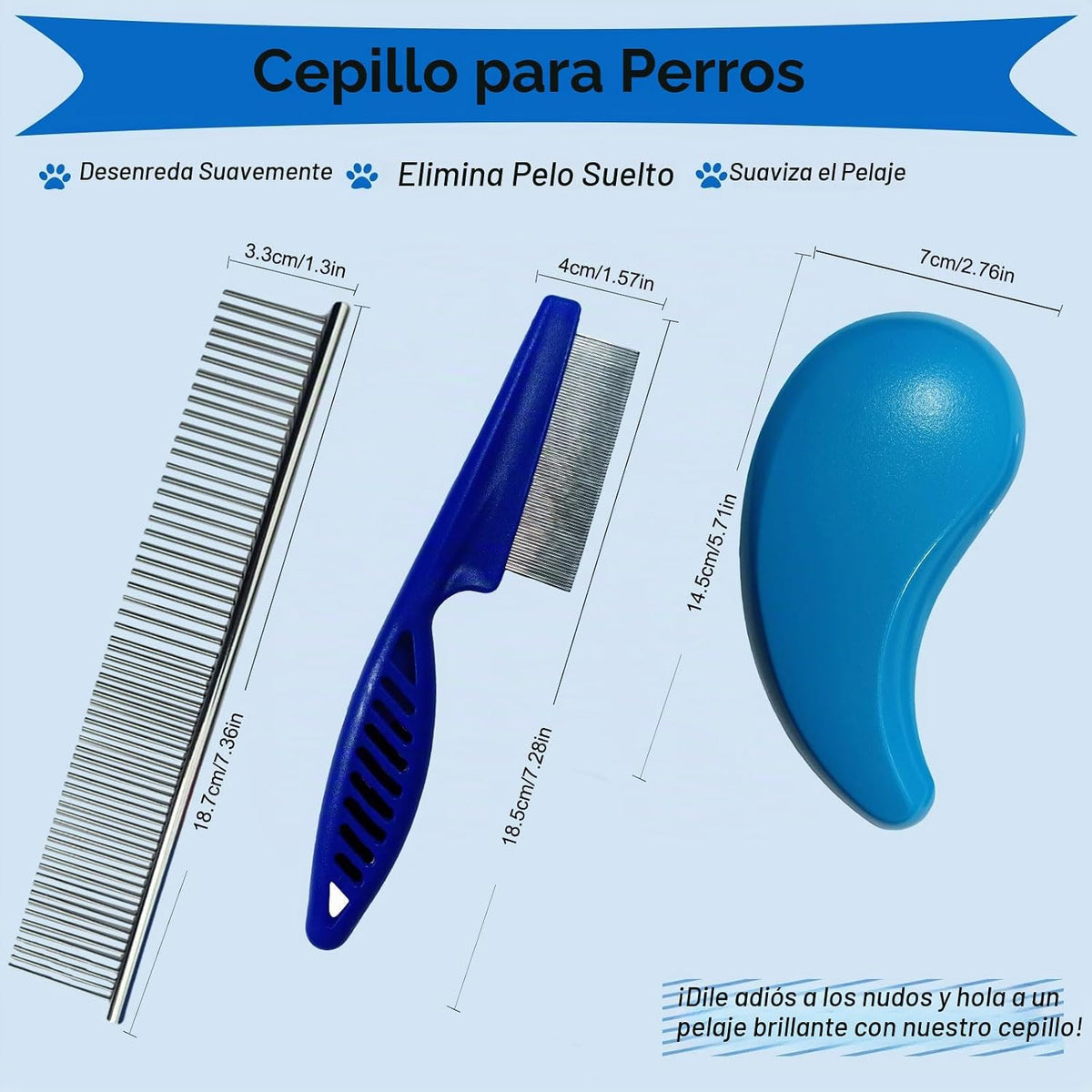 MAEELOU Kit de aseo de cepillo para cachorros de 3 piezas (azul) |...