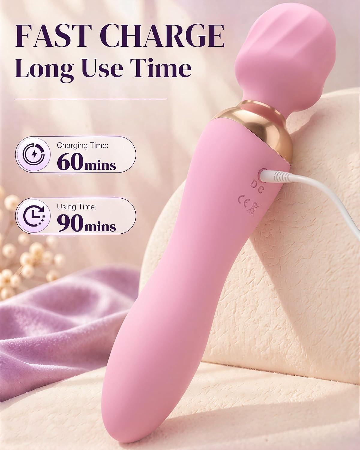 MOOLIGIRL Masajeador de mano vibrador de doble extremo, herramienta...
