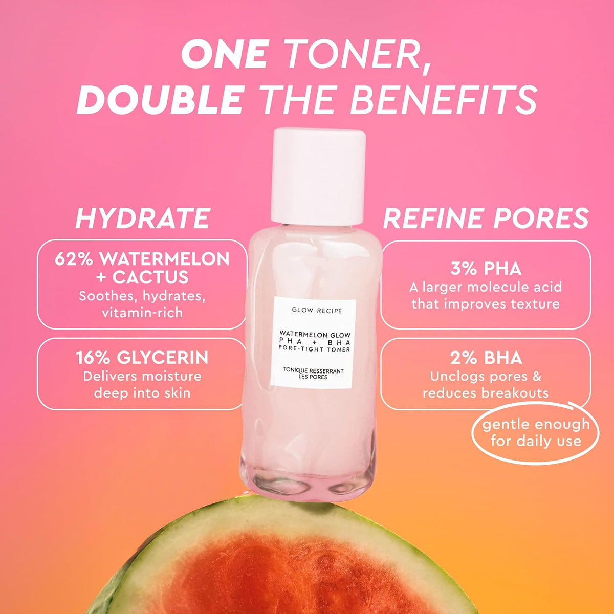 Glow Recipe PHA + BHA Tónico facial, tónico exfoliante coreano para...