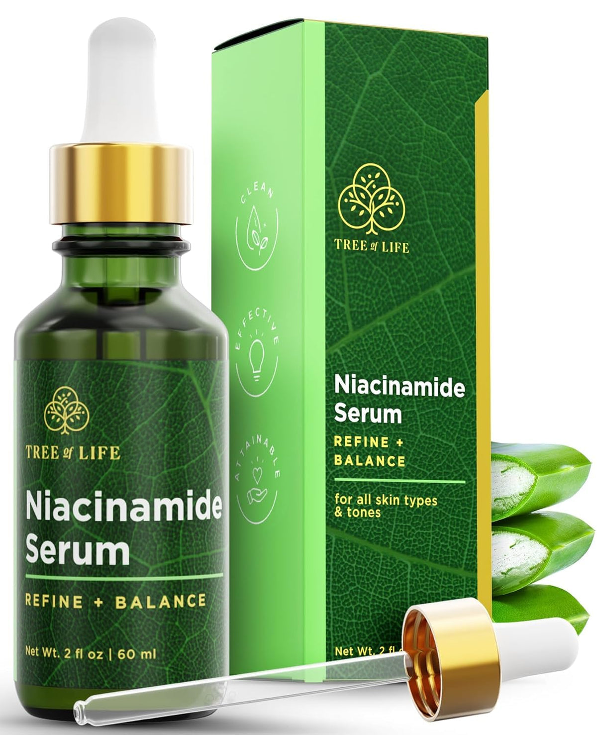 Tree of Life - Suero de niacinamida B3 para la cara, 2 onzas, crema...