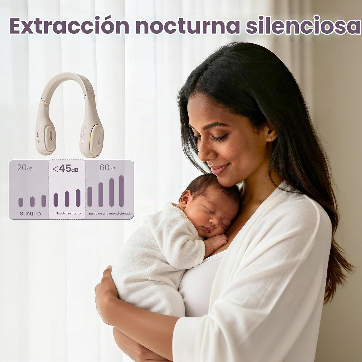 Lucina - Extractor de leche de cuello portátil, manos libres con su...