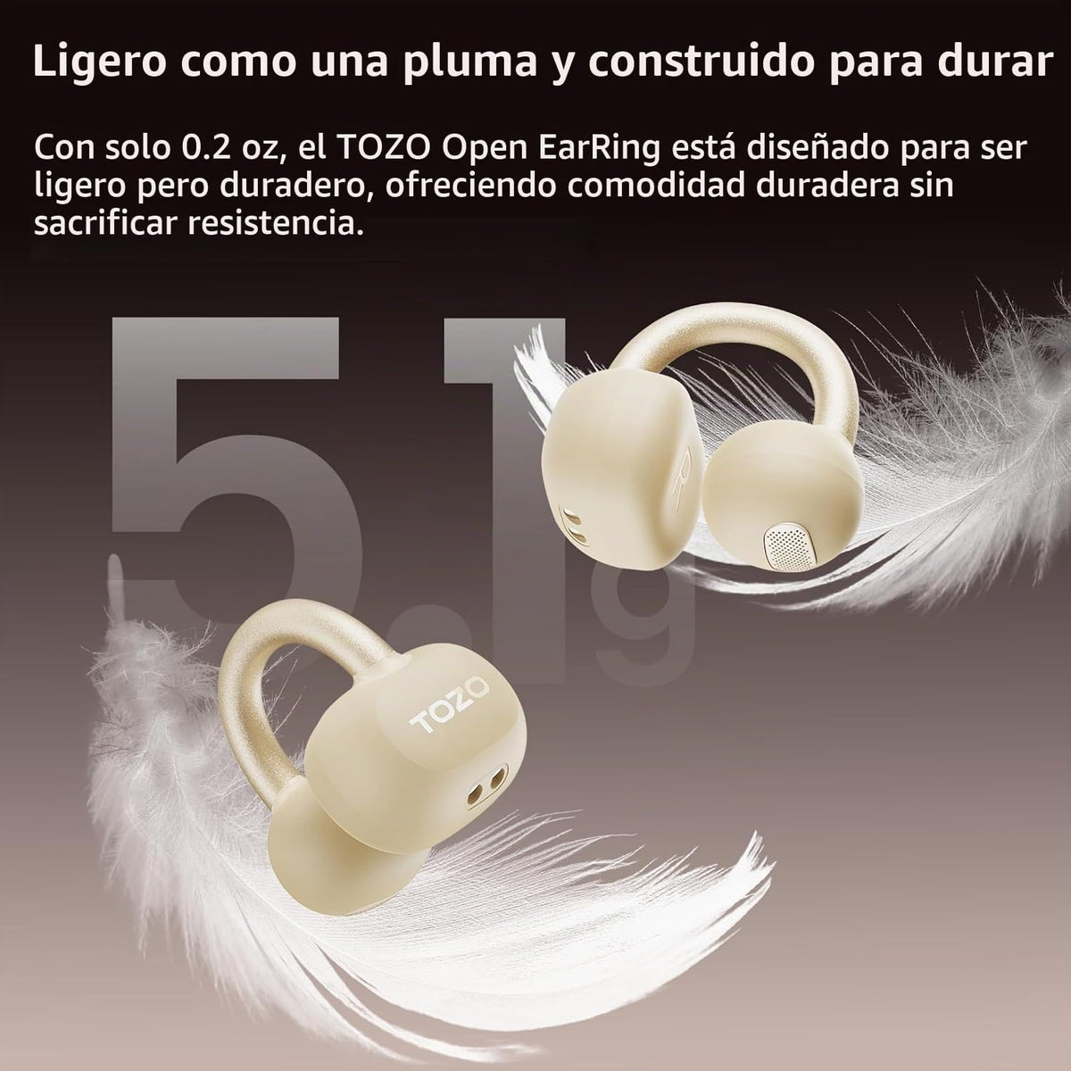 TOZO OpenEarRing - Auriculares de oreja abierta 40H Bluetooth 5.4 l...