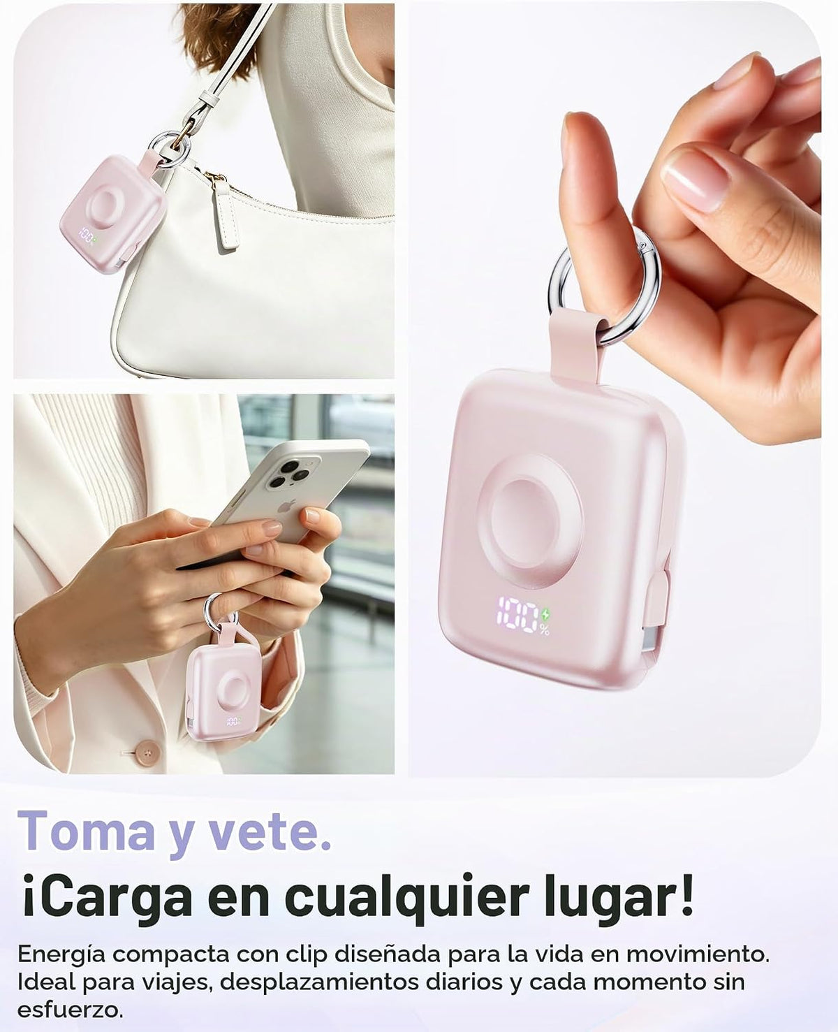 Cargador portátil 3 en 1, más pequeño 10000mAh incorporado cables 2...