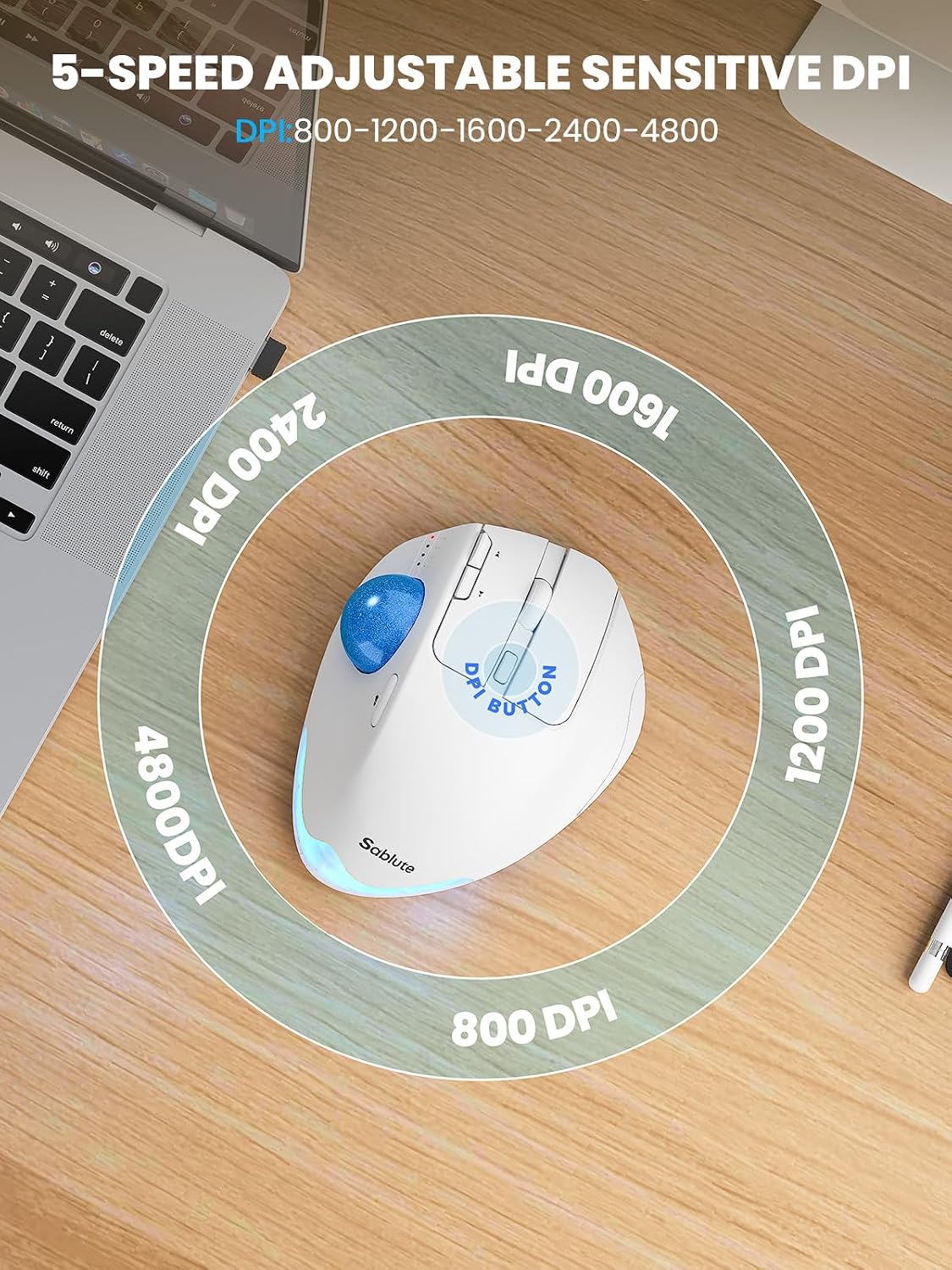 Ratón de Trackball inalámbrico, ángulo ajustable recargable | Ratón...