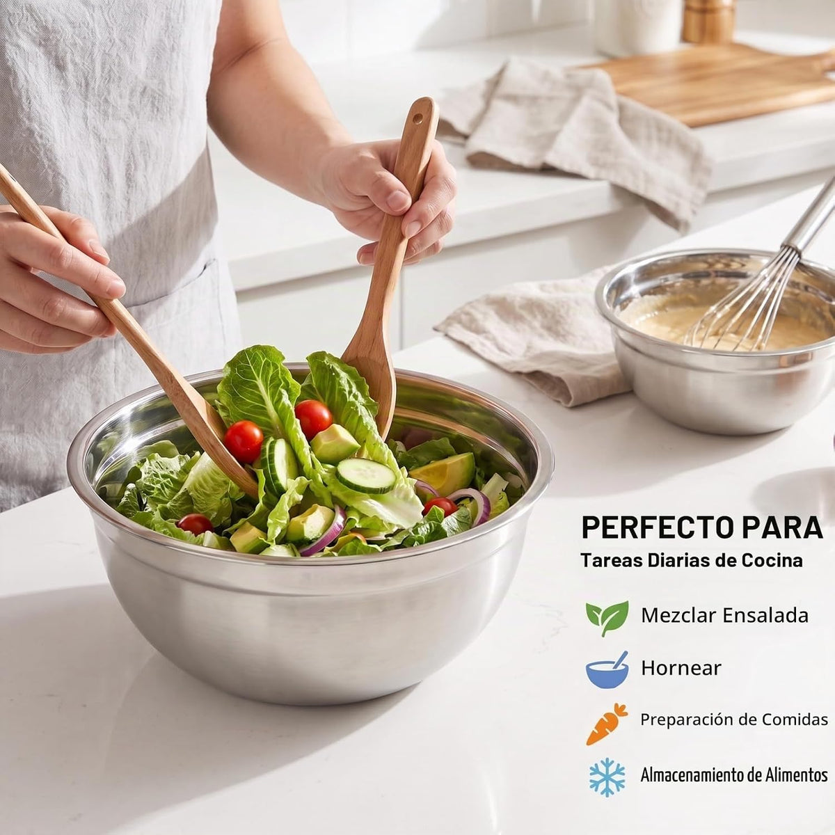 Juego de 31 cuencos para mezclar con tapas, cuencos de acero inoxid...