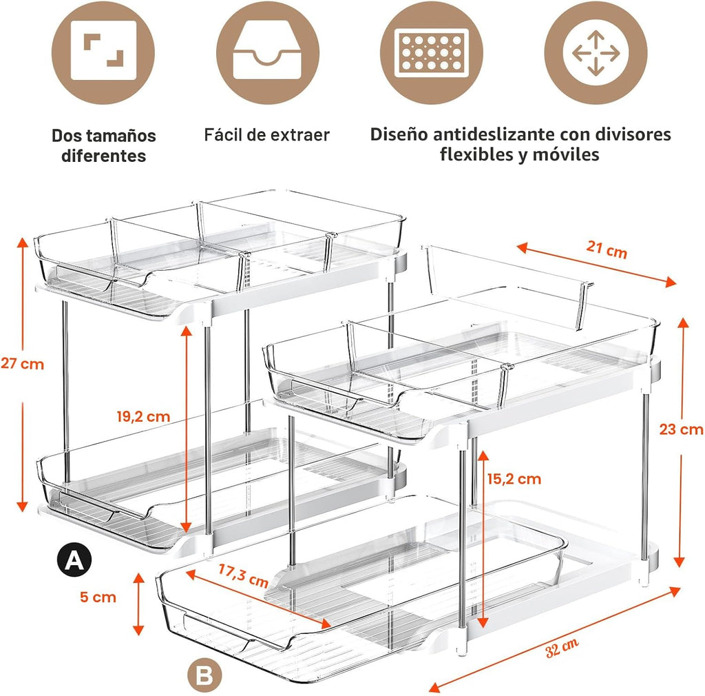 Delamu - Organizadores y almacenamiento de 2 niveles para debajo de...