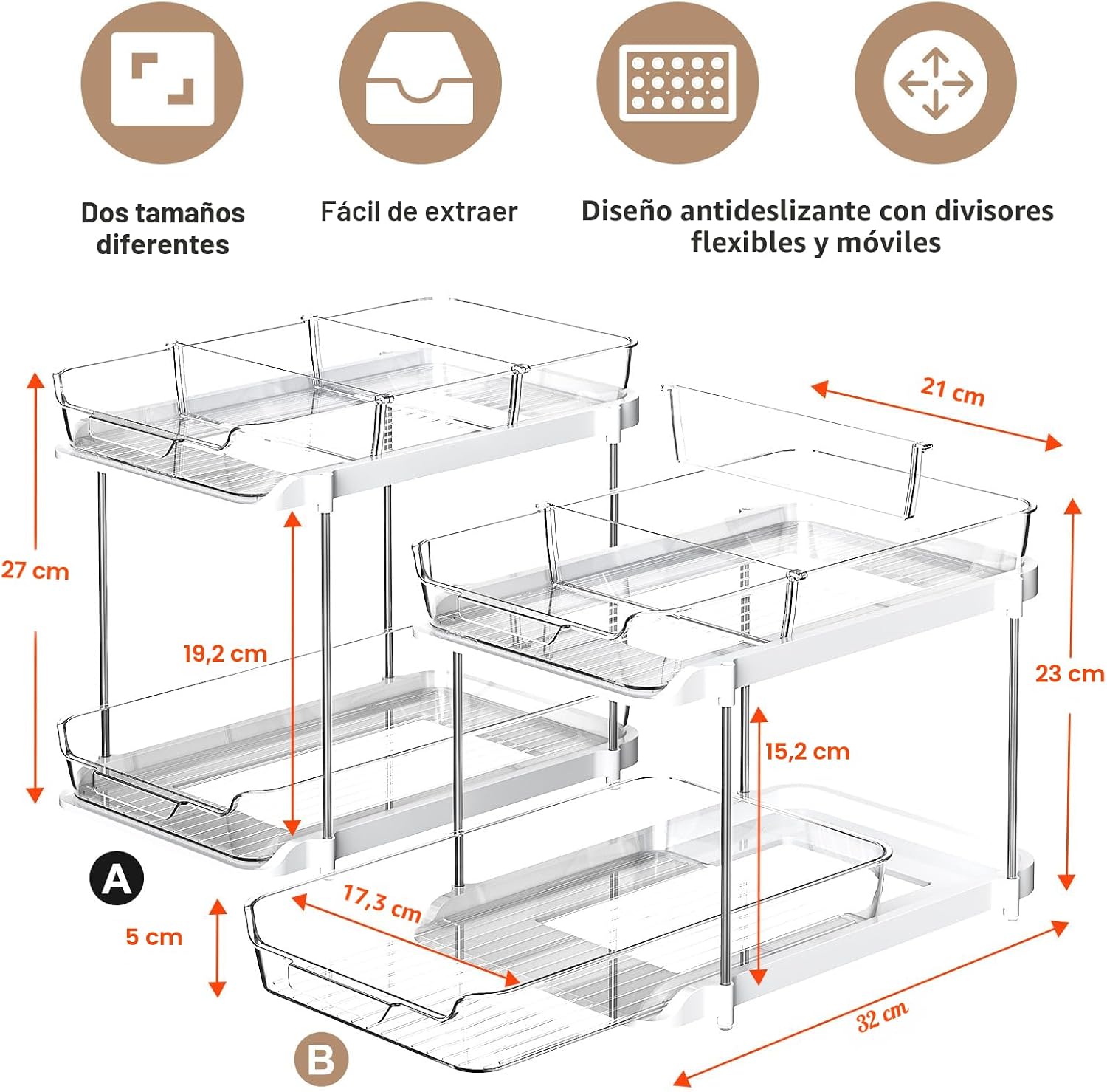 Delamu - Organizadores y almacenamiento de 2 niveles para debajo de...