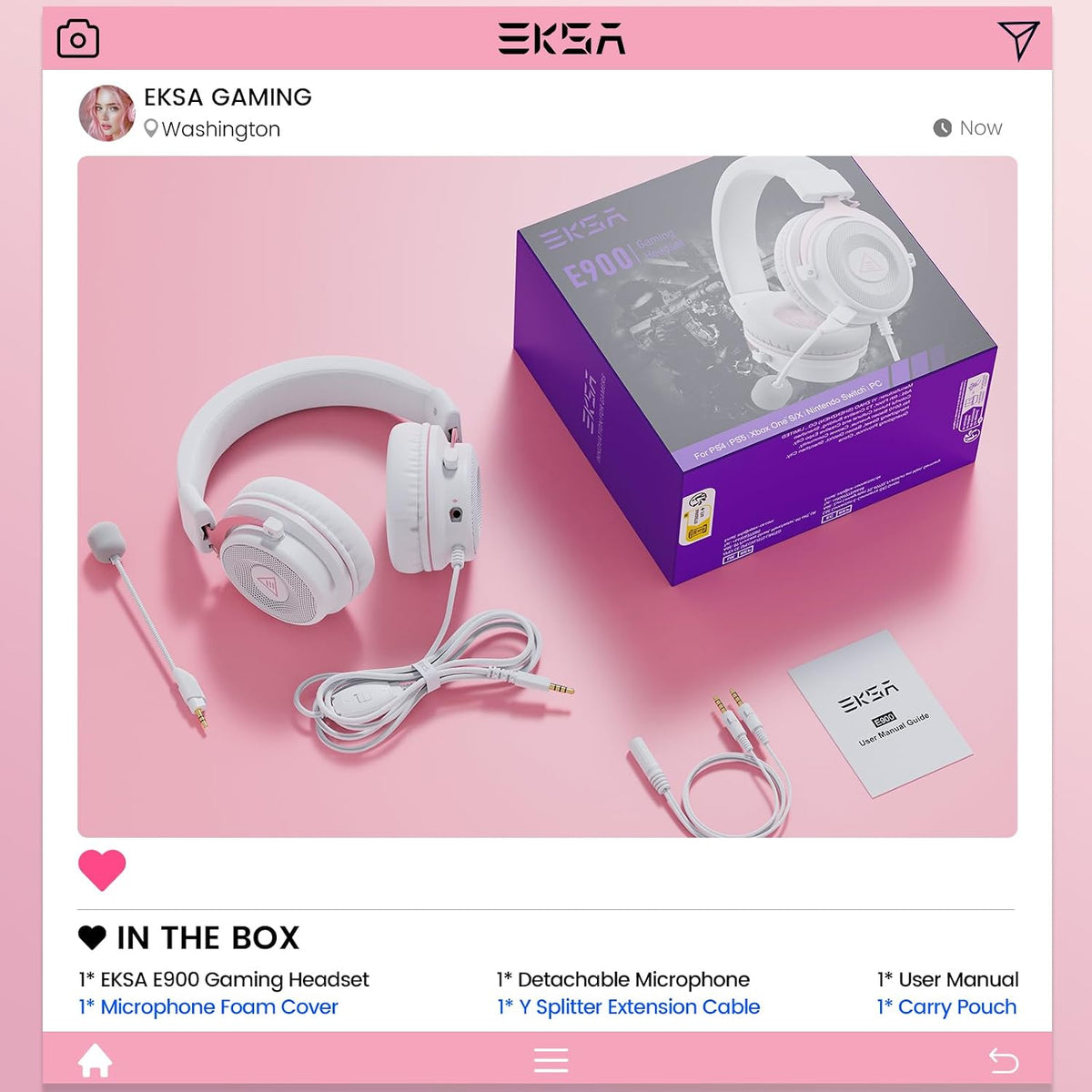 EKSA Auriculares para juegos con cable E900 con micrófono para PS4,...