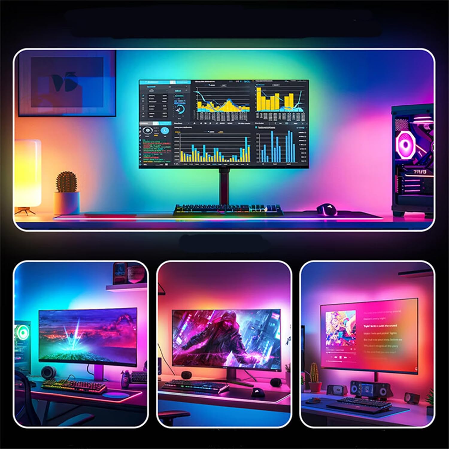 BLYGACN Monitor LED Retroiluminación, Pantalla RGB Luz de Escritori...