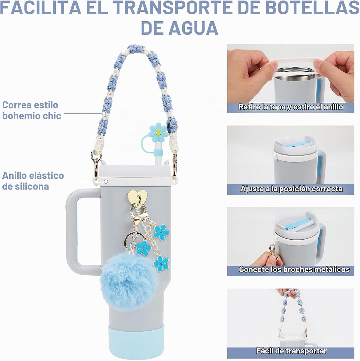 Conjunto de accesorios para Copa Stanley que incluye correa de asa...