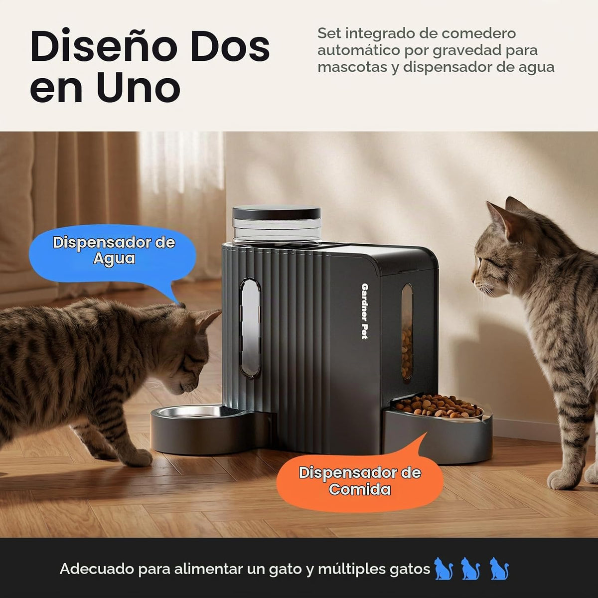 Gardner Pet Dispensador Automático por Gravedad de Comida para Gato...