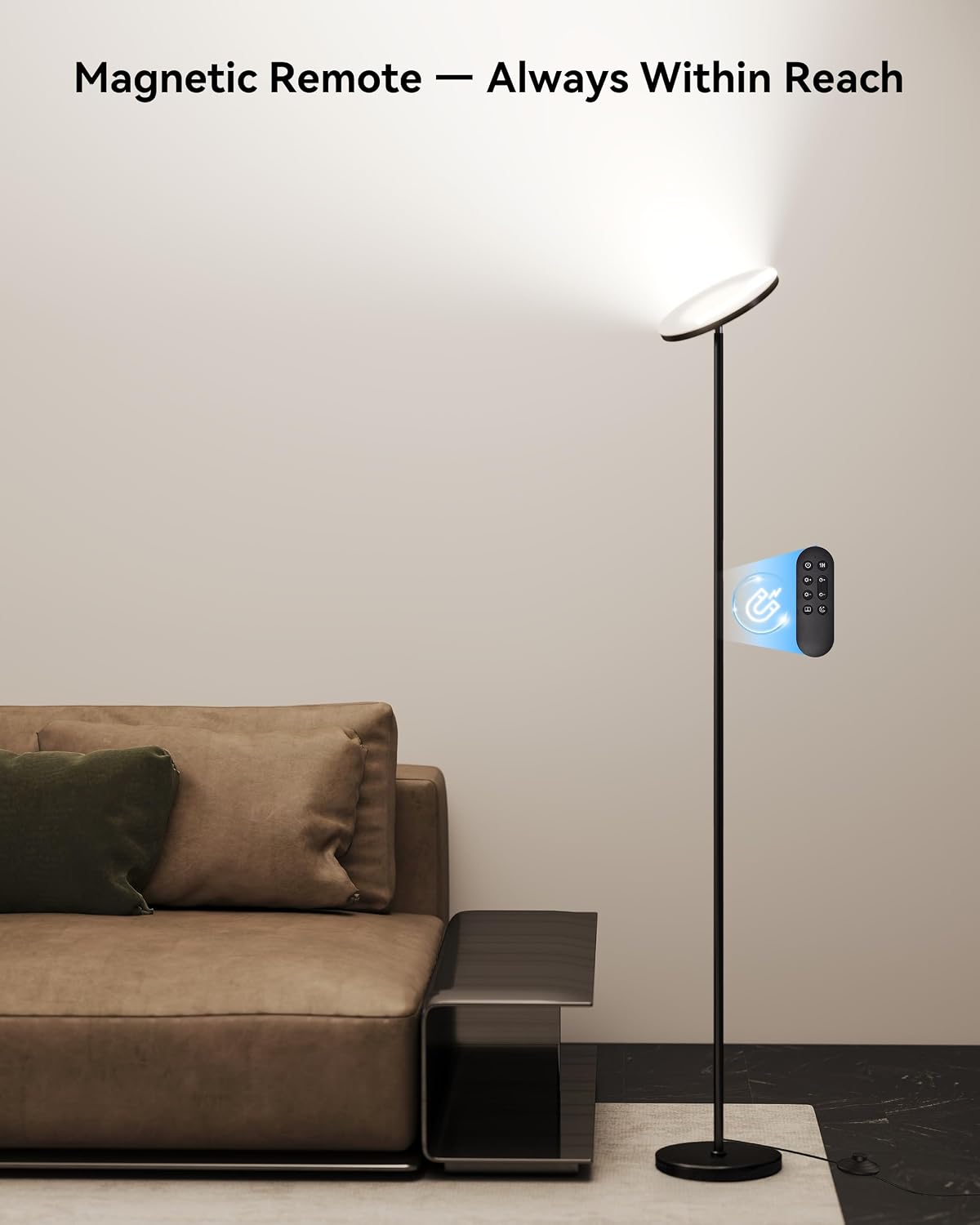 JOOFO Lámpara de pie LED Torchiere con control remoto, lámpara de p...
