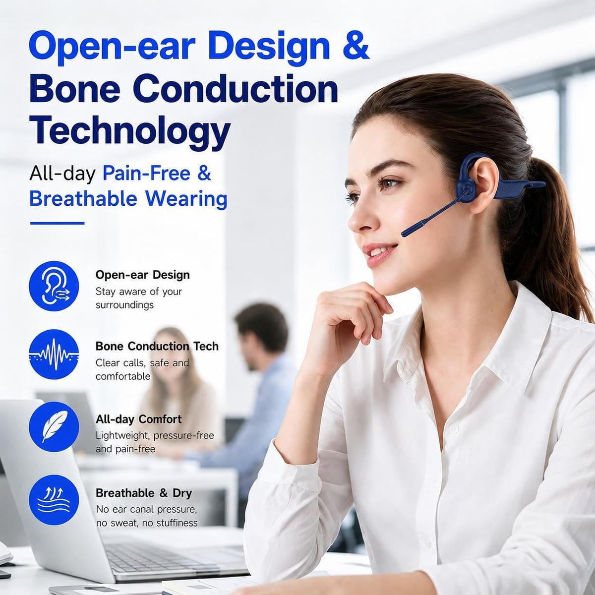 Auriculares abiertos del camionero de la conducción ósea del oído c...