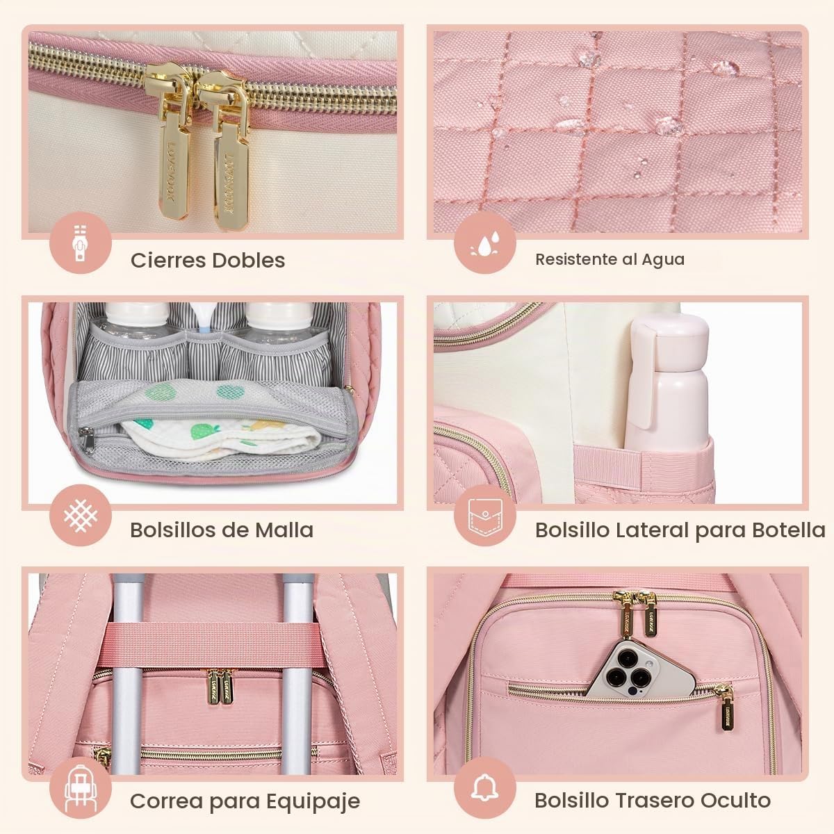 LOVEVOOK Mochila para Pañales de Gran Capacidad con Cambiador Portá...
