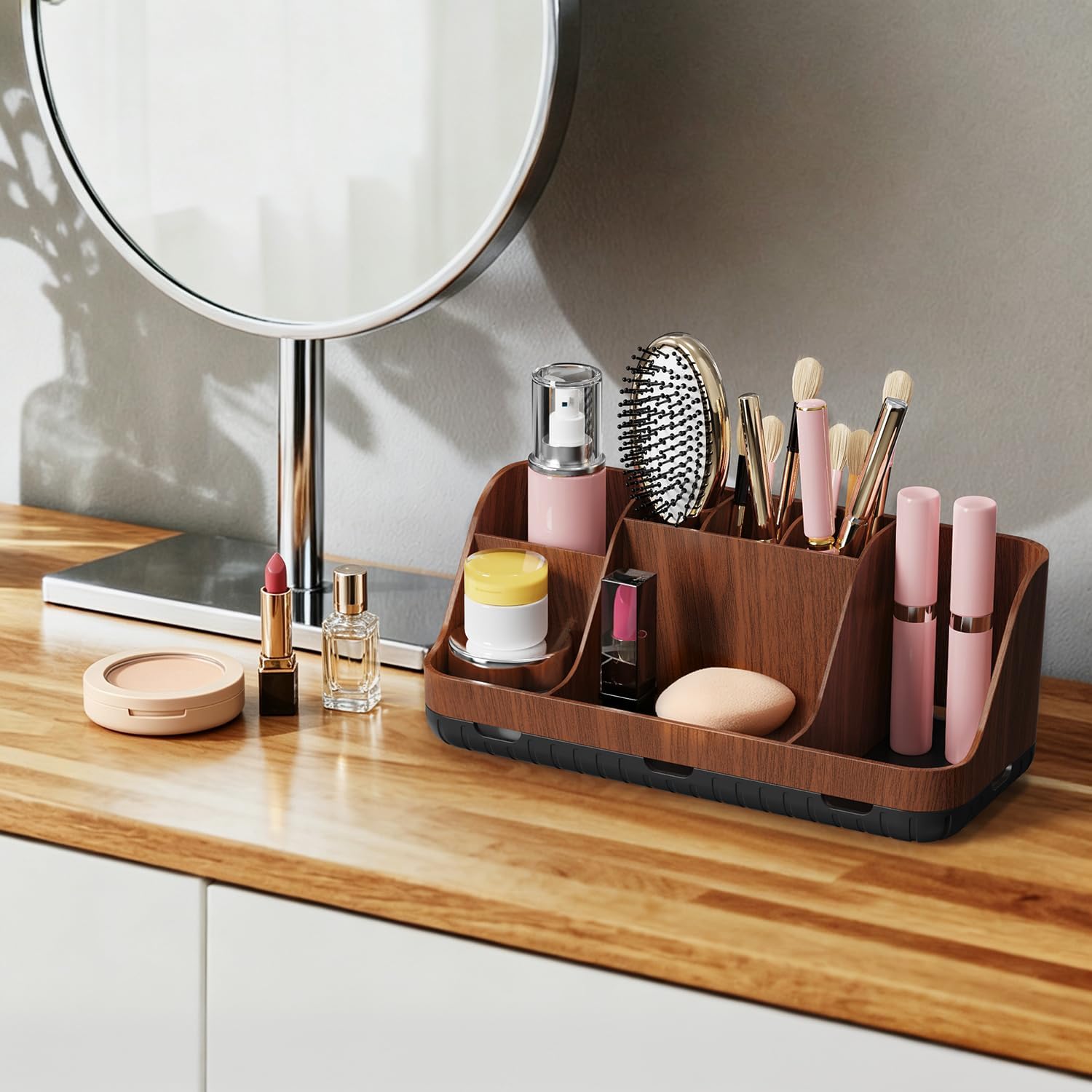 GFWARE Portacepillos de dientes de madera para baños, organizador d...