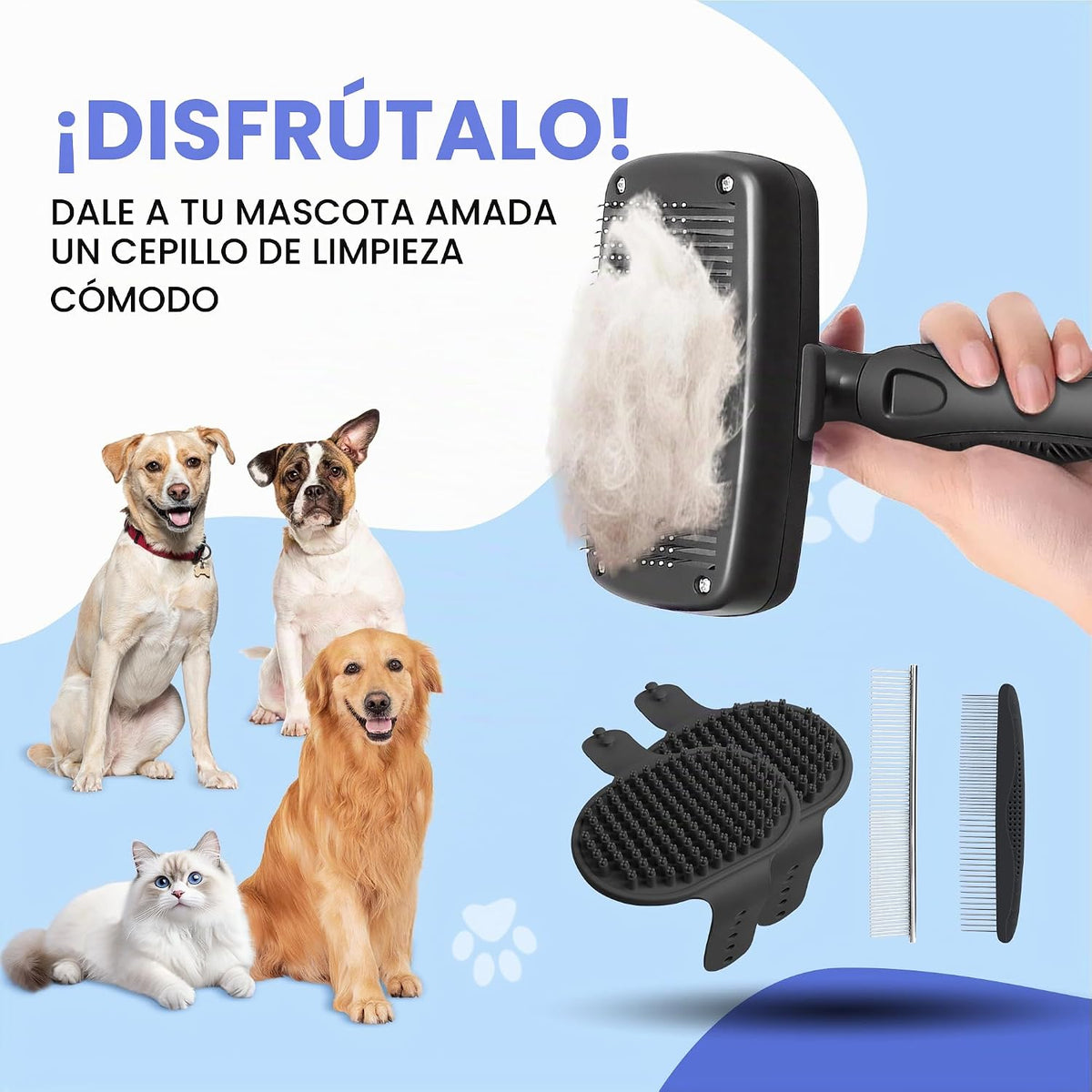 Cepillo de limpieza autolimpiante, kit profesional 5 en 1 de aseo d...