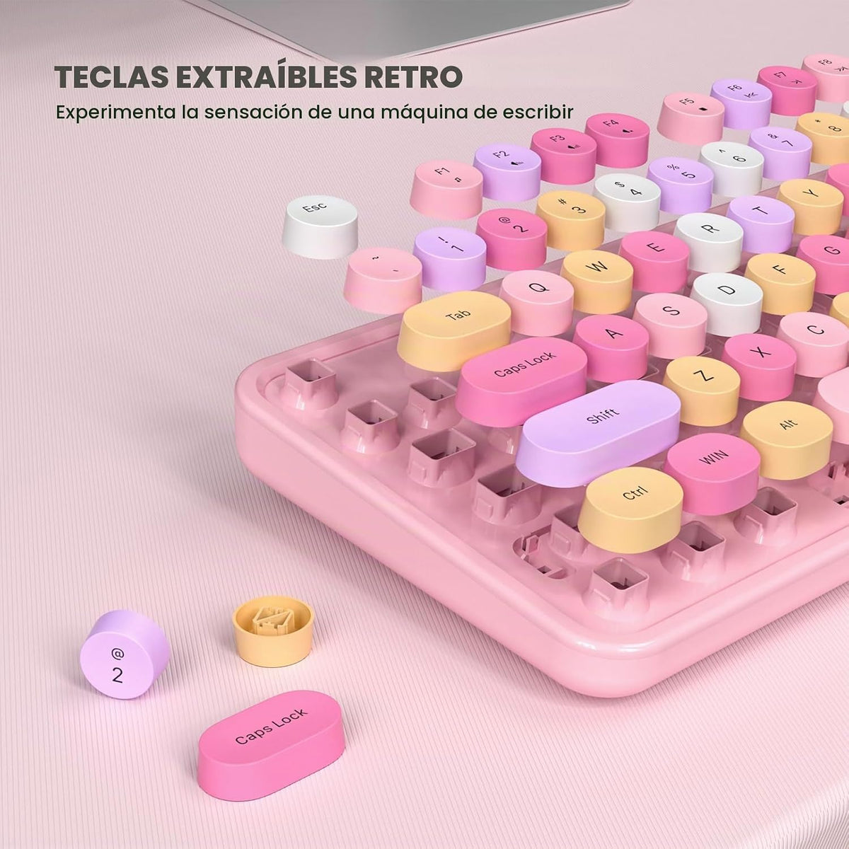 MOFII Teclado USB con cable de tamaño completo, colorido teclado de...