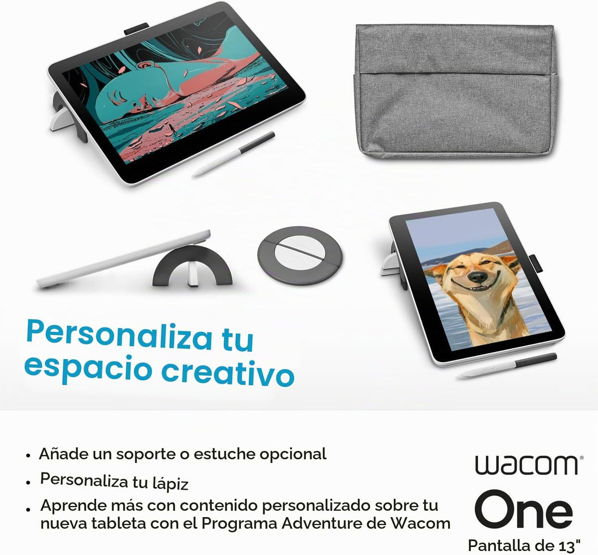 Wacom One 13 Touch, tableta de dibujo con pantalla táctil laminada...