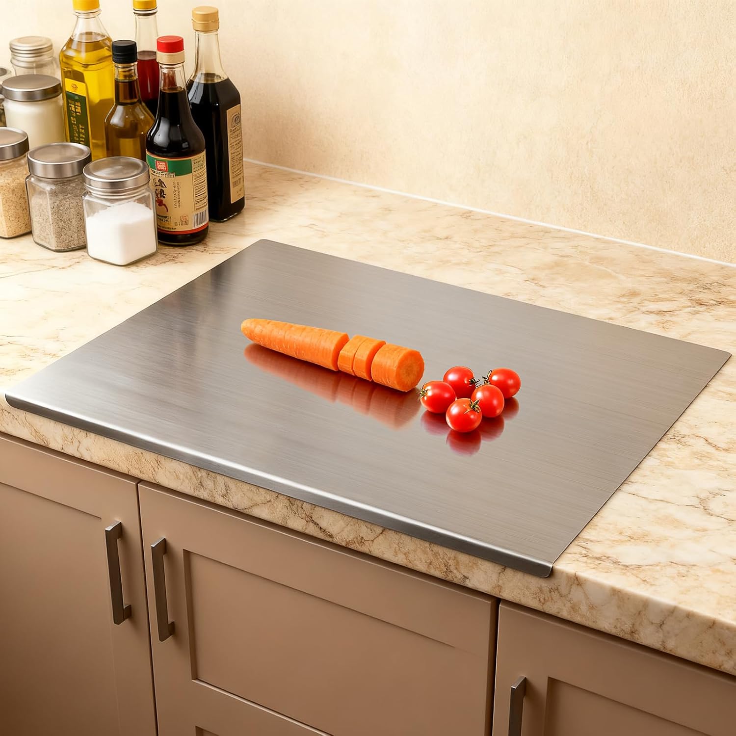 GVUHR Tabla de cortar de acero inoxidable 304 para cocina, tabla de...