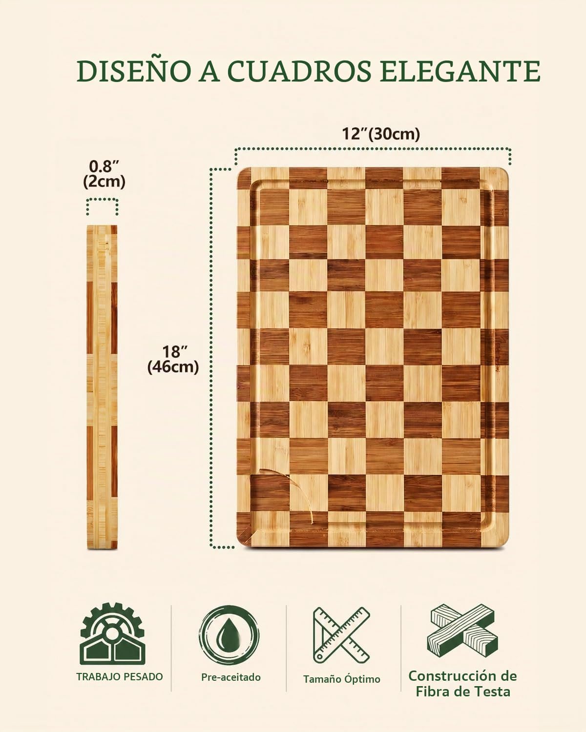 Plusinthebox Tabla de cortar de madera, resistente bloque de carnic...