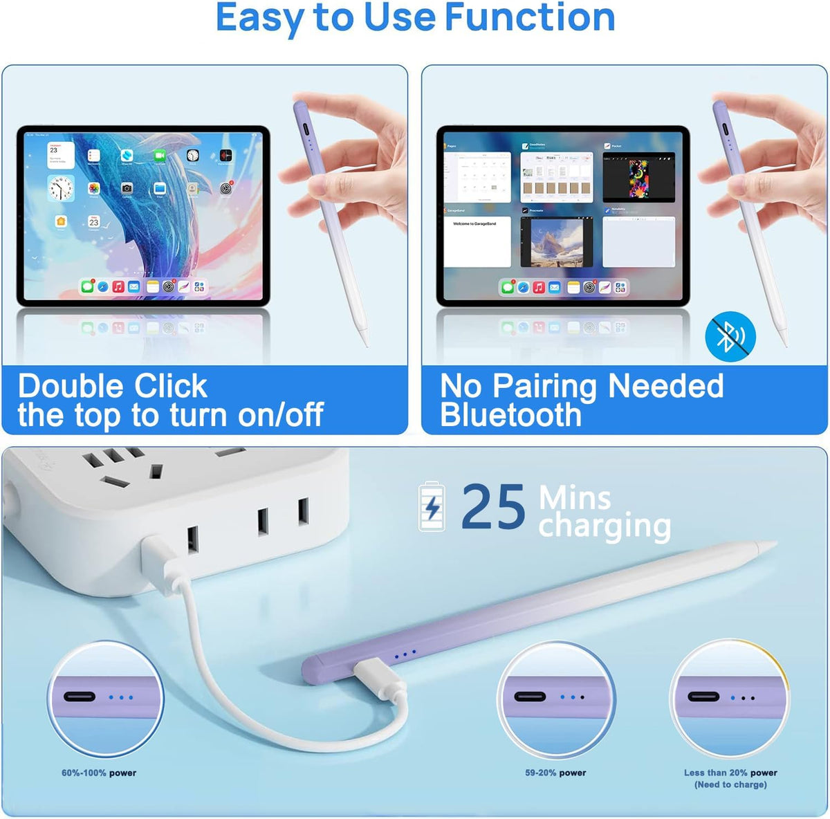 Lápiz óptico para Apple iPad 2018-2026 iPad Pencil para A16\/11\/10...