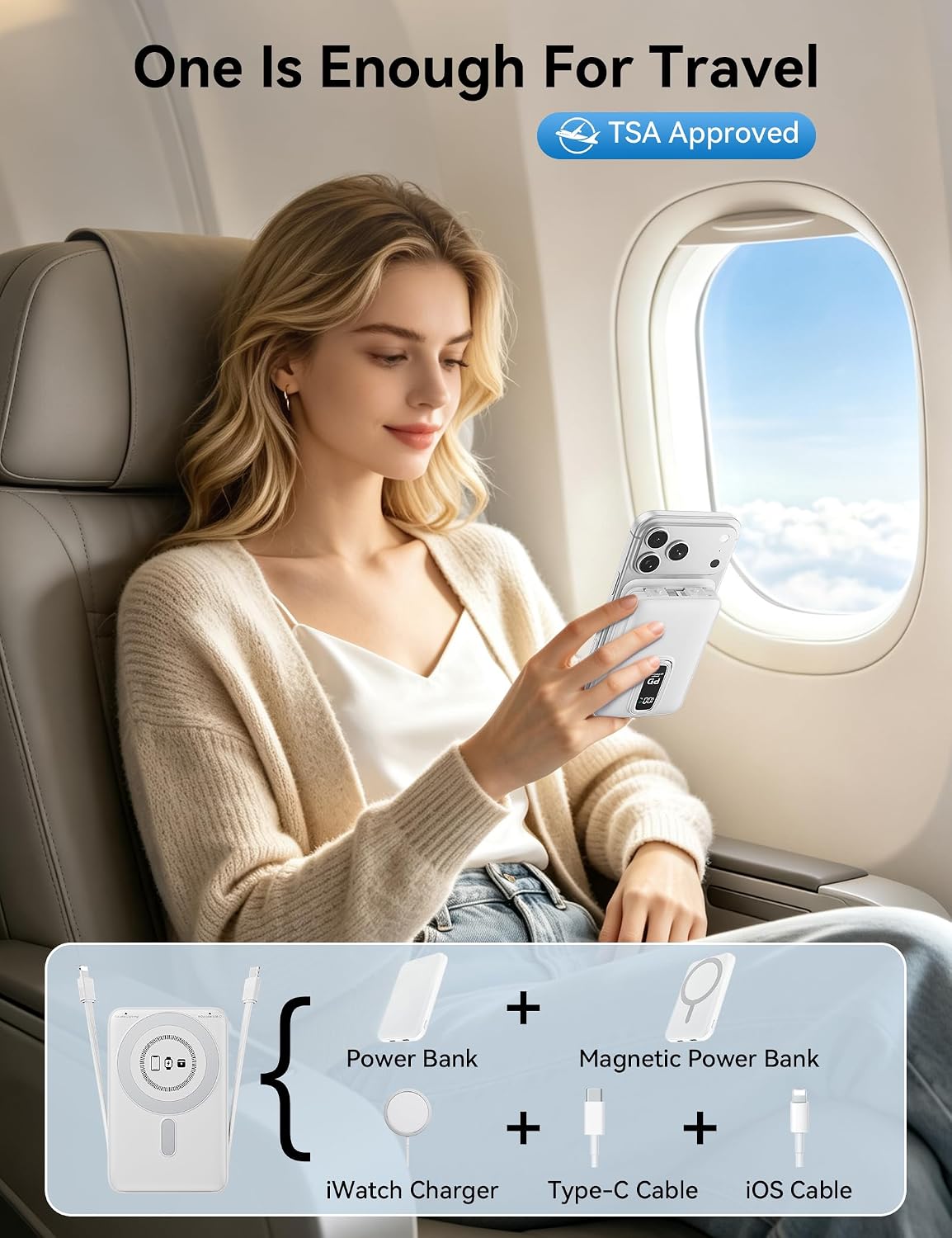 para cargador portátil Magsafe 10000mAh 20W carga rápida banco de e...