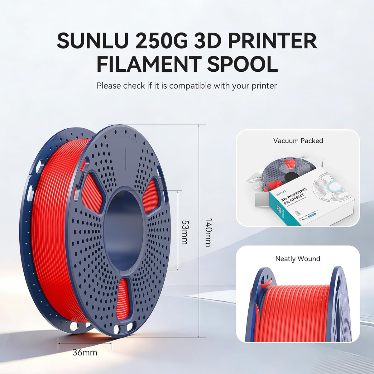 SUNLU Filamento de impresora 3D PLA+2.0, paquete multicolor, 8 colo...