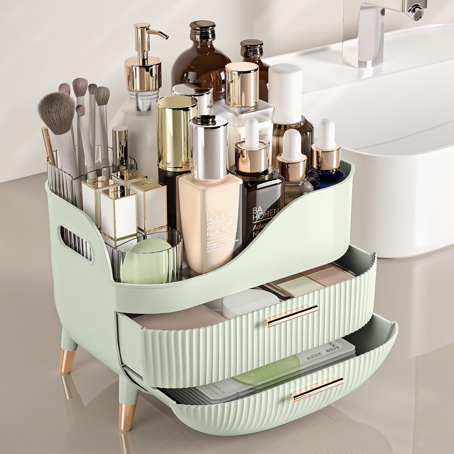 Pajiriona Organizador de maquillaje con cajones, organizador de cui...