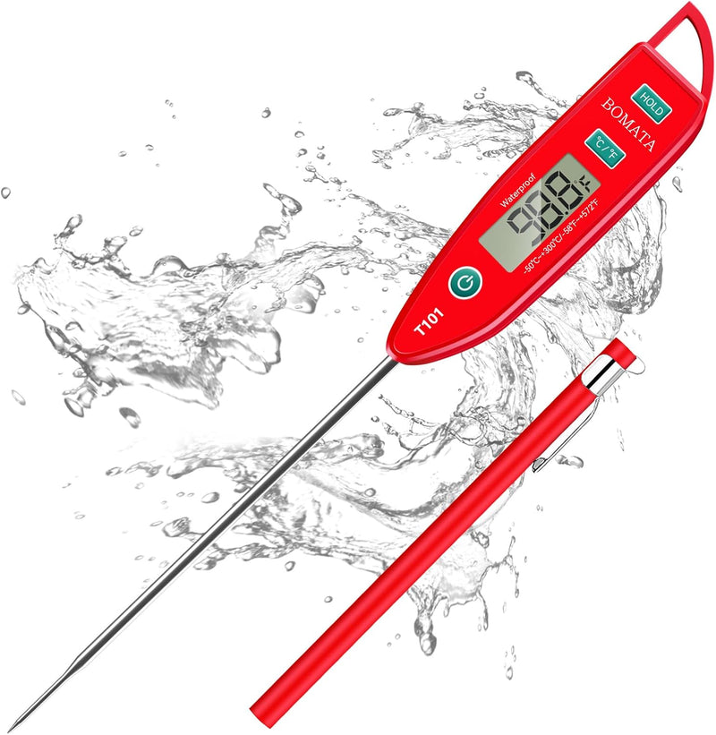 BOMATA Termómetro de agua digital para líquidos, carne, cocción, IP...