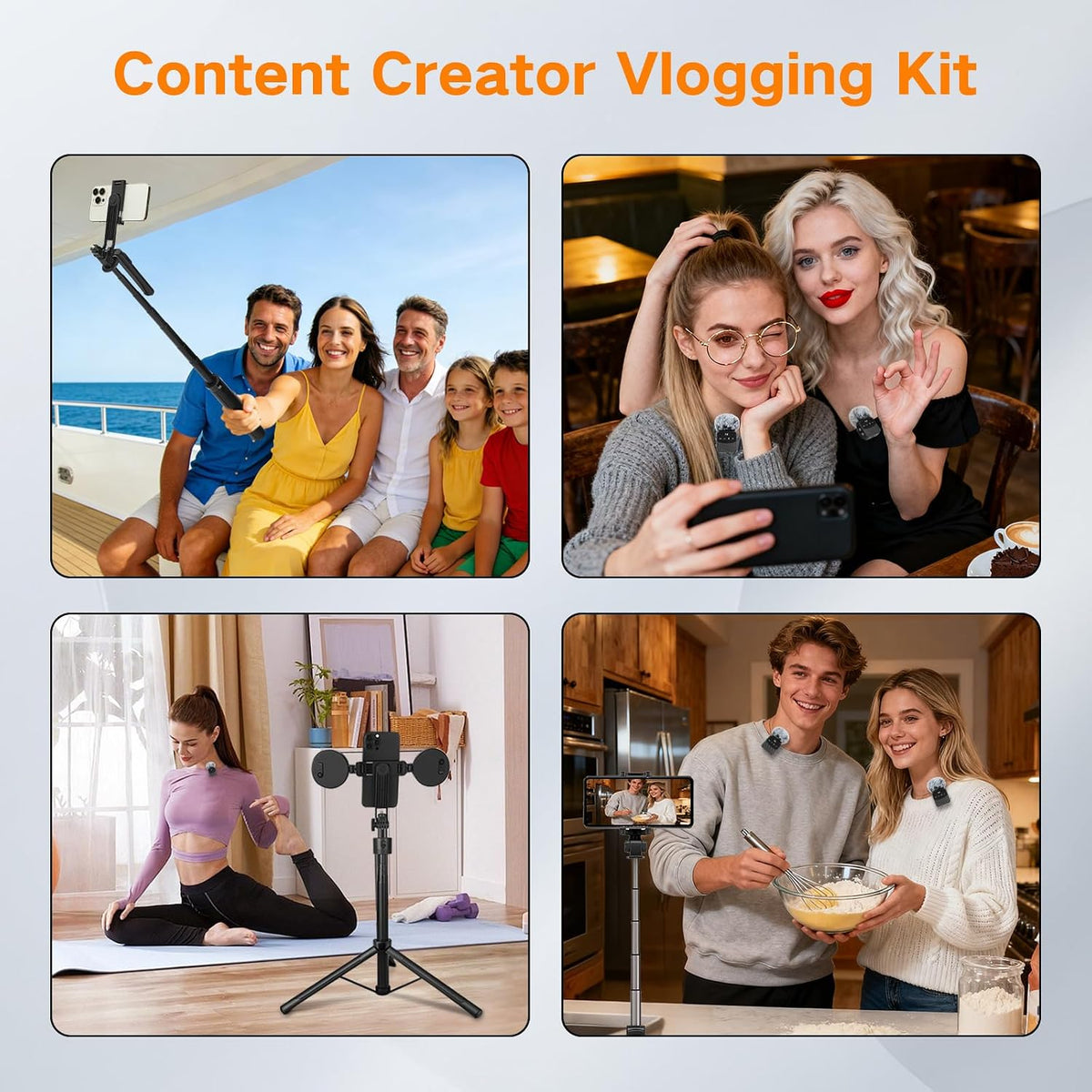 Zarcaco Kit profesional de vlogging para iPhone\/Android, trípode d...