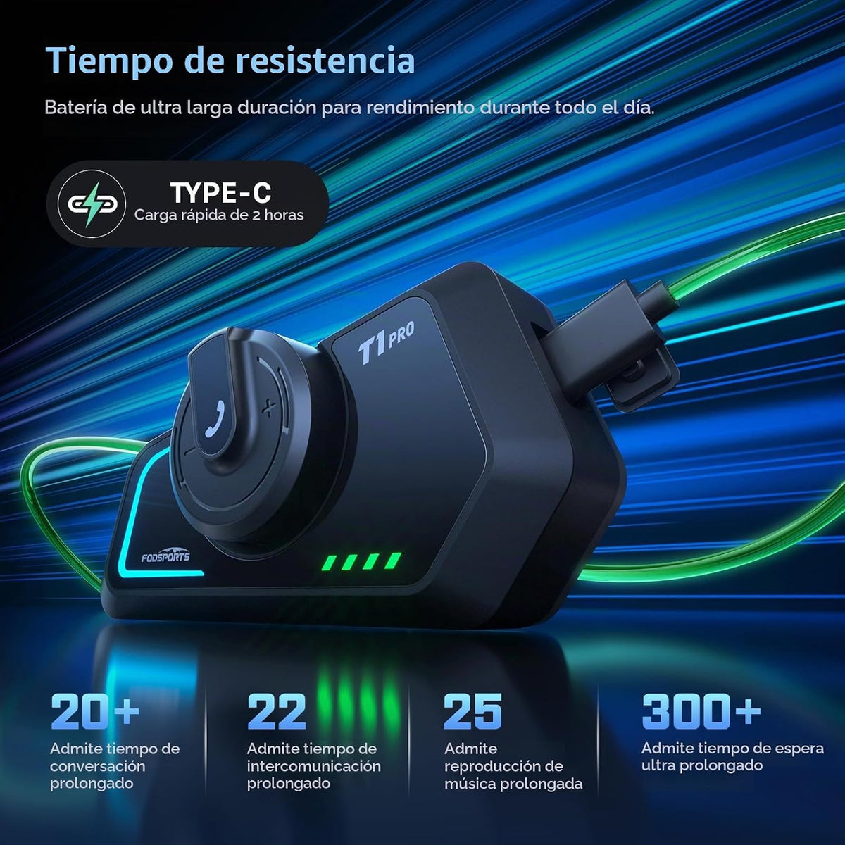 Fodsports T1 PRO Intercomunicador para motocicleta V5.4 con interca...