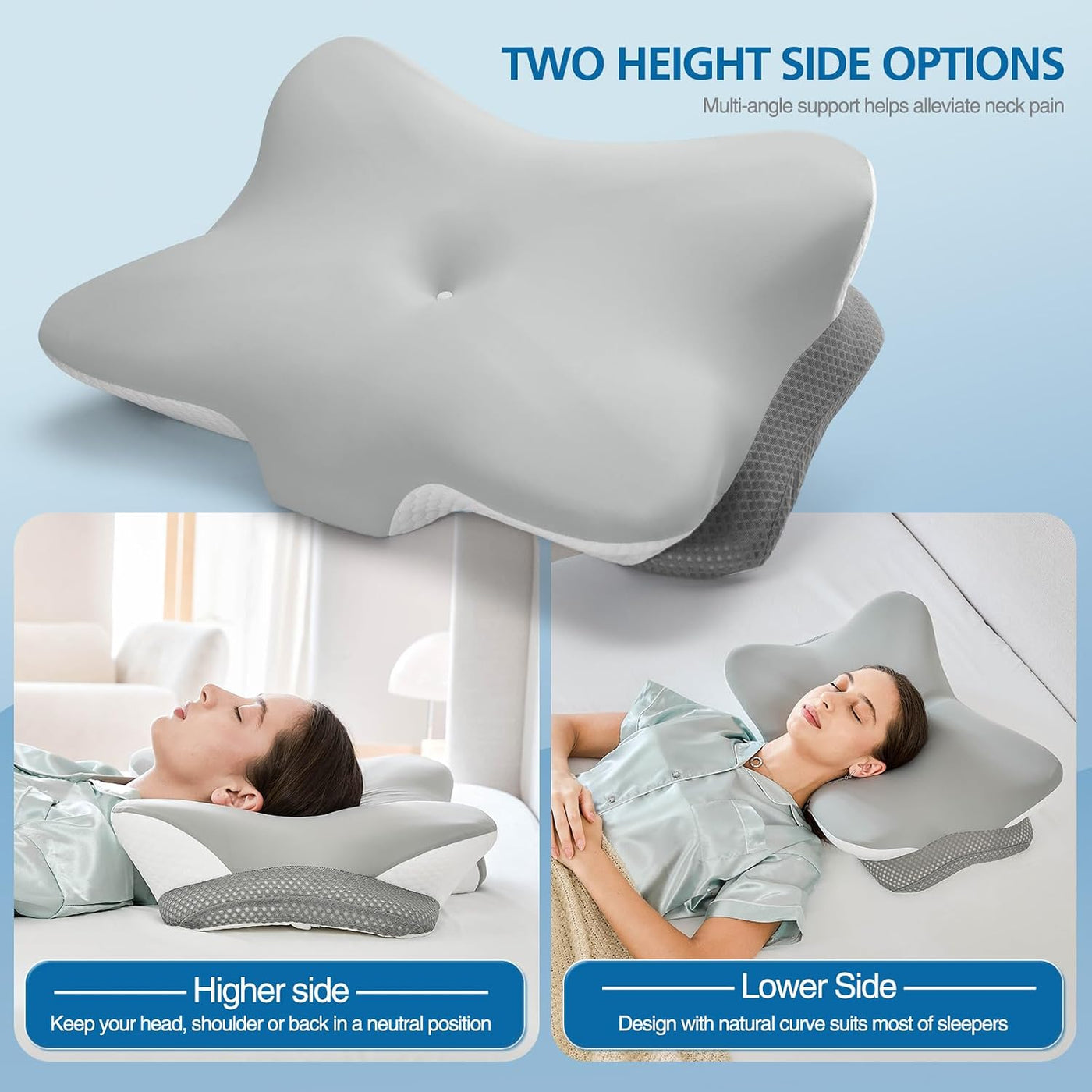Krightlink - Almohada cervical de espuma viscoelástica ergonómica p...