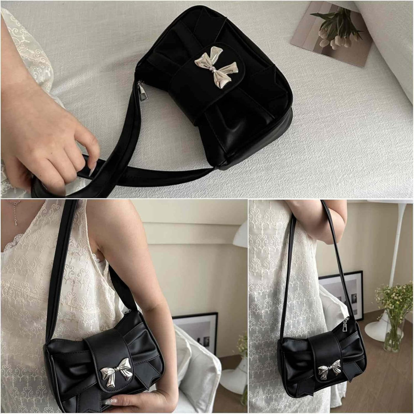 Bolso de hombro para mujer, bolso con lazo para mujer, pequeños y b...