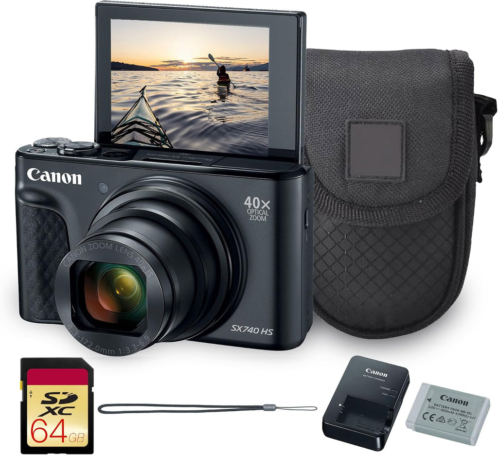 Canon Paquete de cámara digital PowerShot SX740 HS 20.3MP | Apuntar...