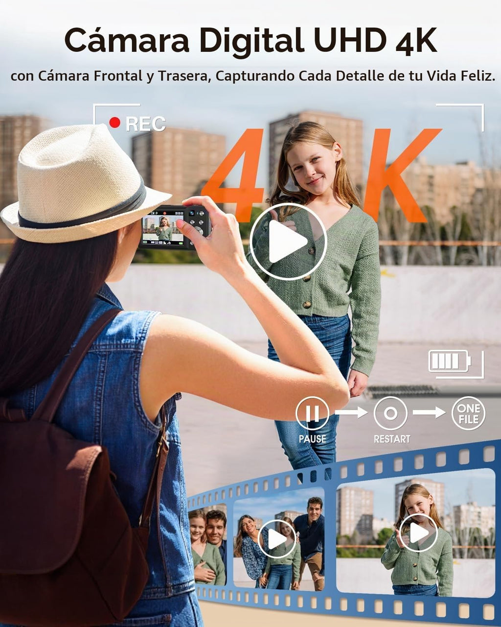 Cámara digital, 4K 64MP Autofocus Point and Shoot Cámara digital co...