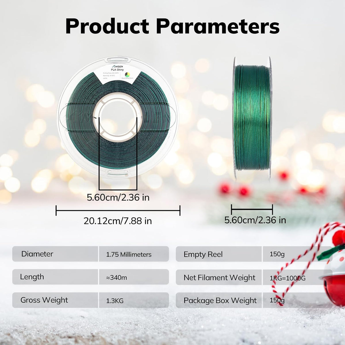 AMOLEN Filamento de impresora 3D Glitter PLA de 1.75 mm Filamento b...
