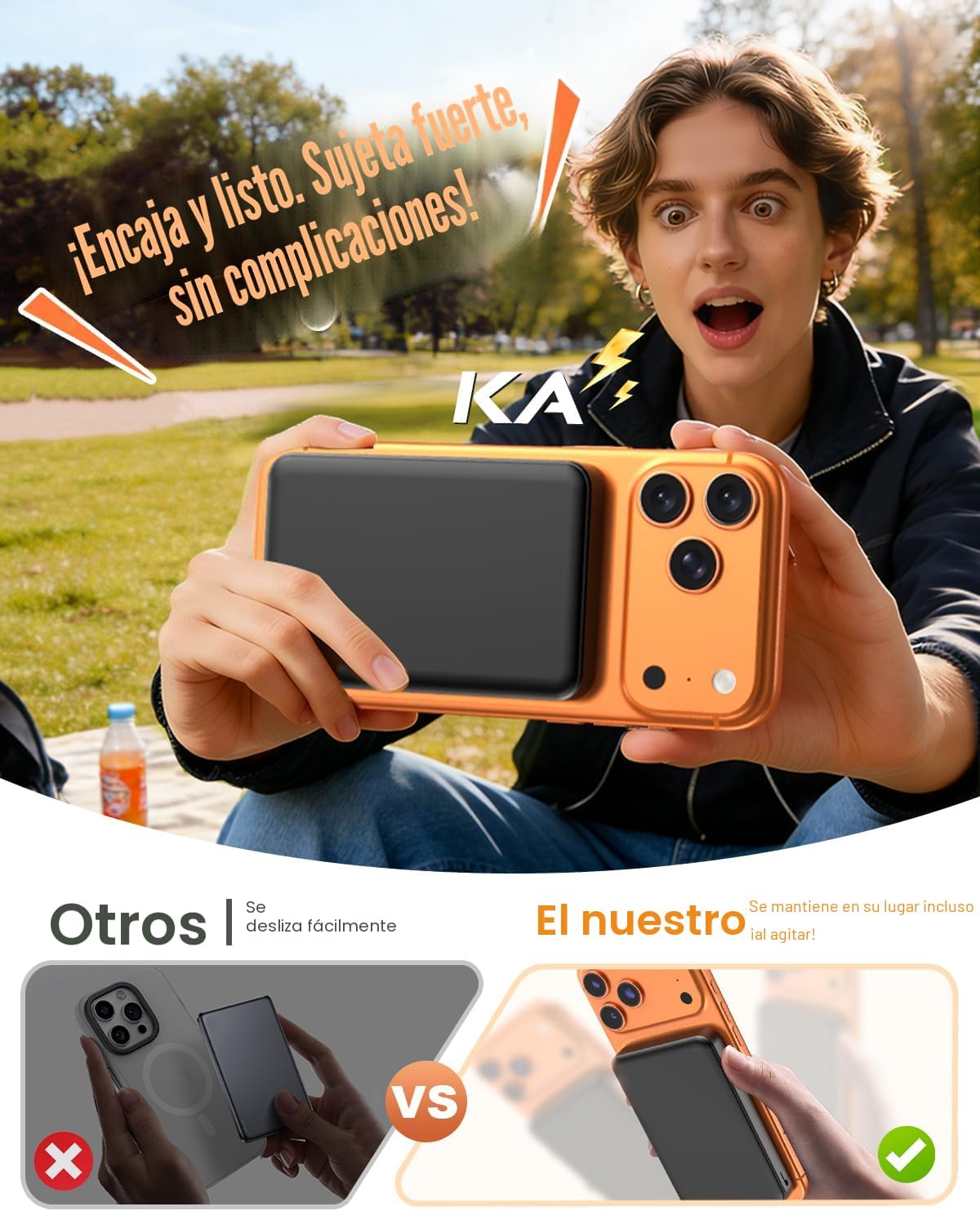 Cargador portátil 10000mAh, banco magnético del poder para el carga...