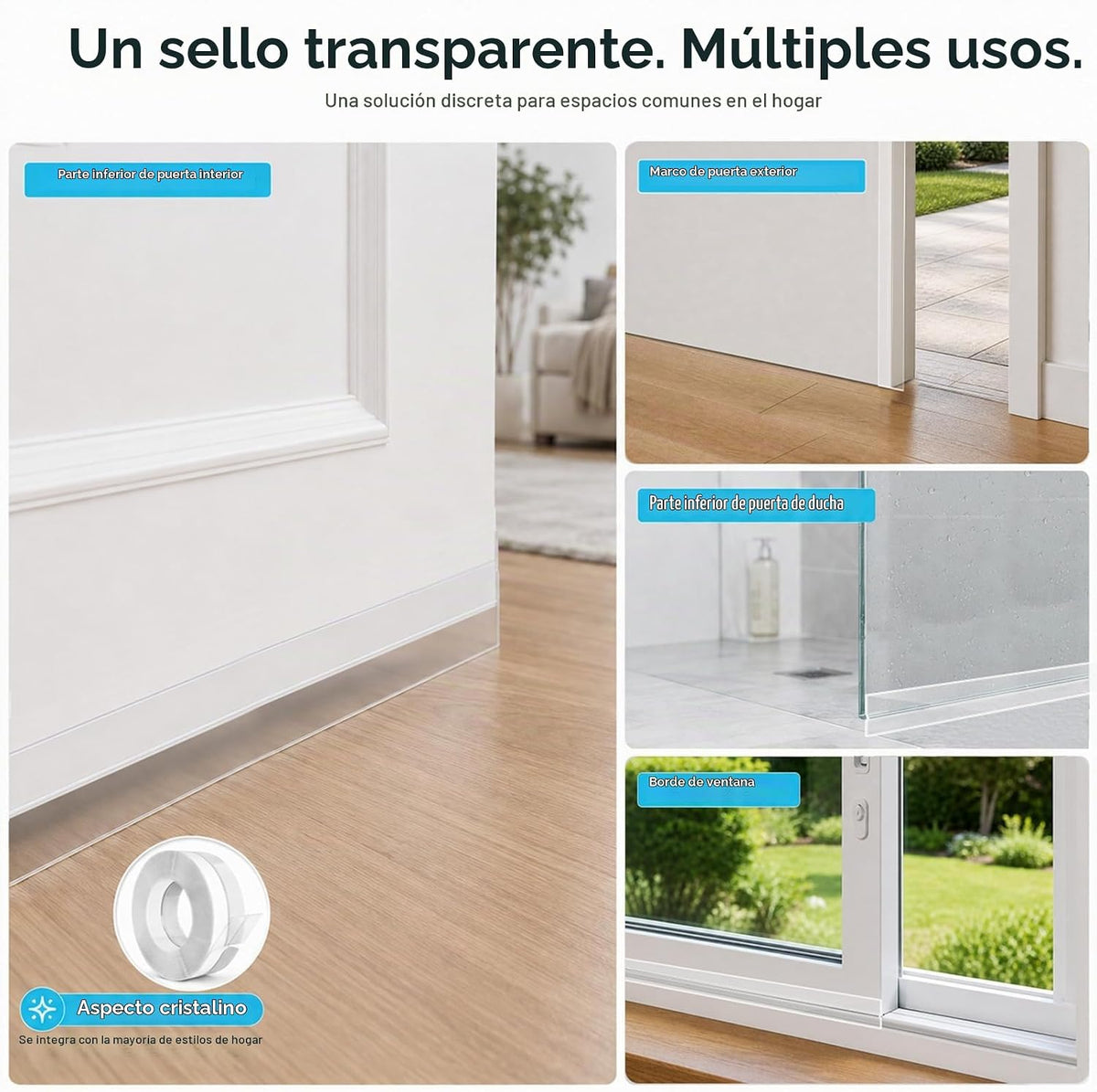 Greymond Sello de puerta burlete para puerta, sello de puerta de 40...