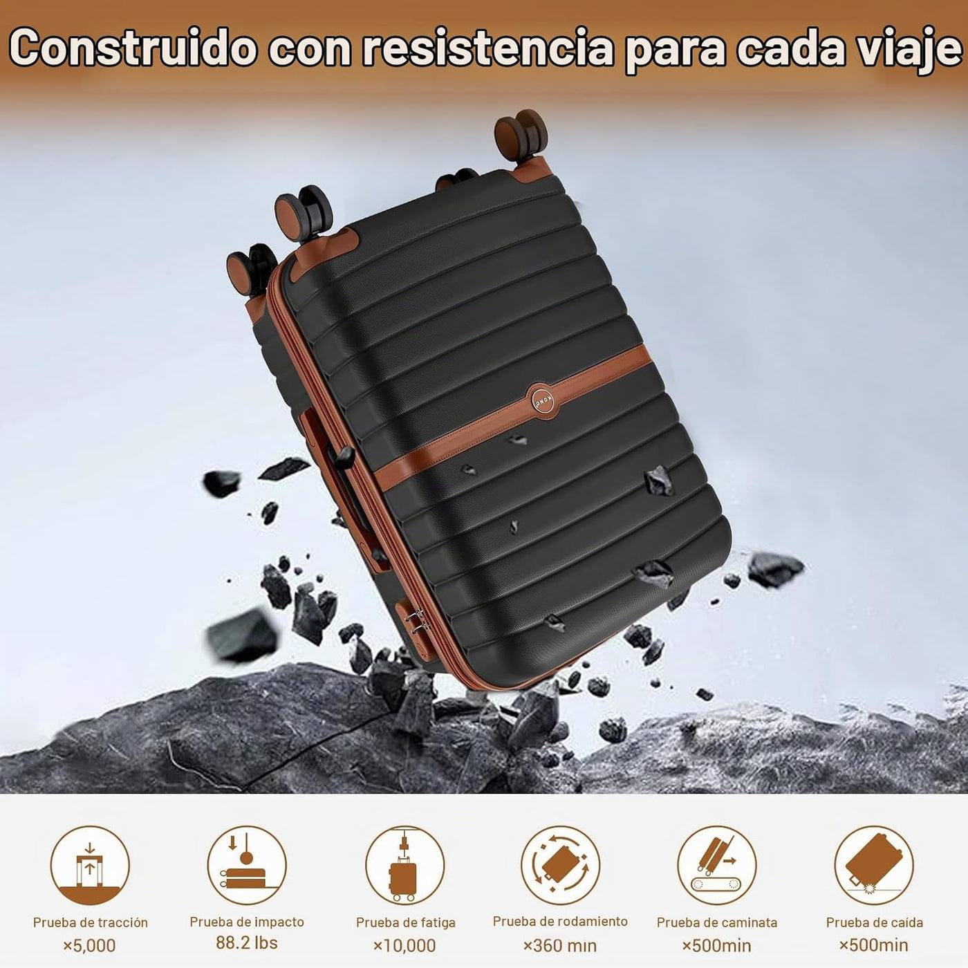 Kono Equipaje de viaje rígido expandible con ruedas giratorias, lig...