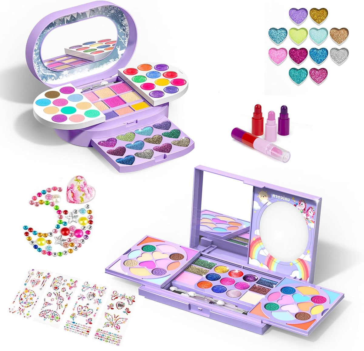 Tomons Kit de maquillaje para niños para niña, juego de belleza de...