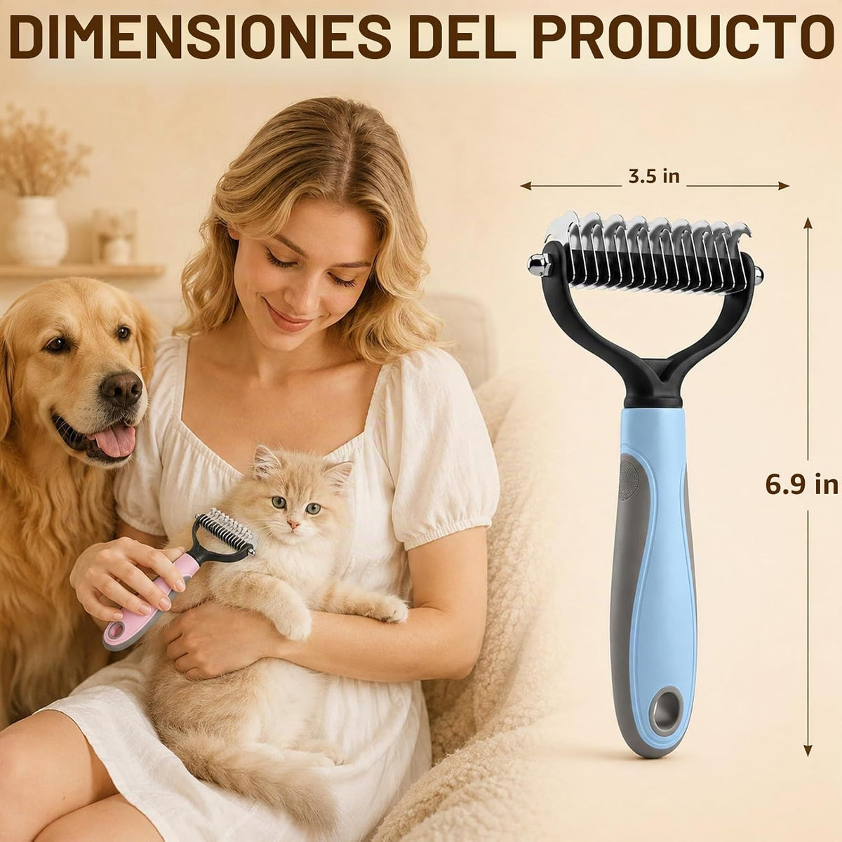 Cepillo de aseo de mascotas para perros y gatos, cepillo de aseo de...