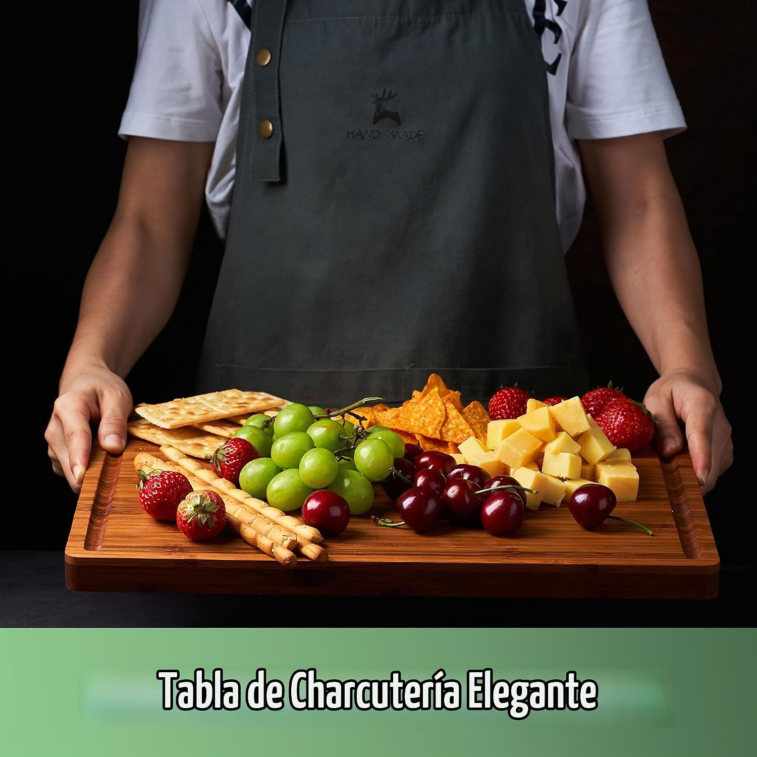Tabla de cortar grande de madera para cocina, tabla de embutidos de...