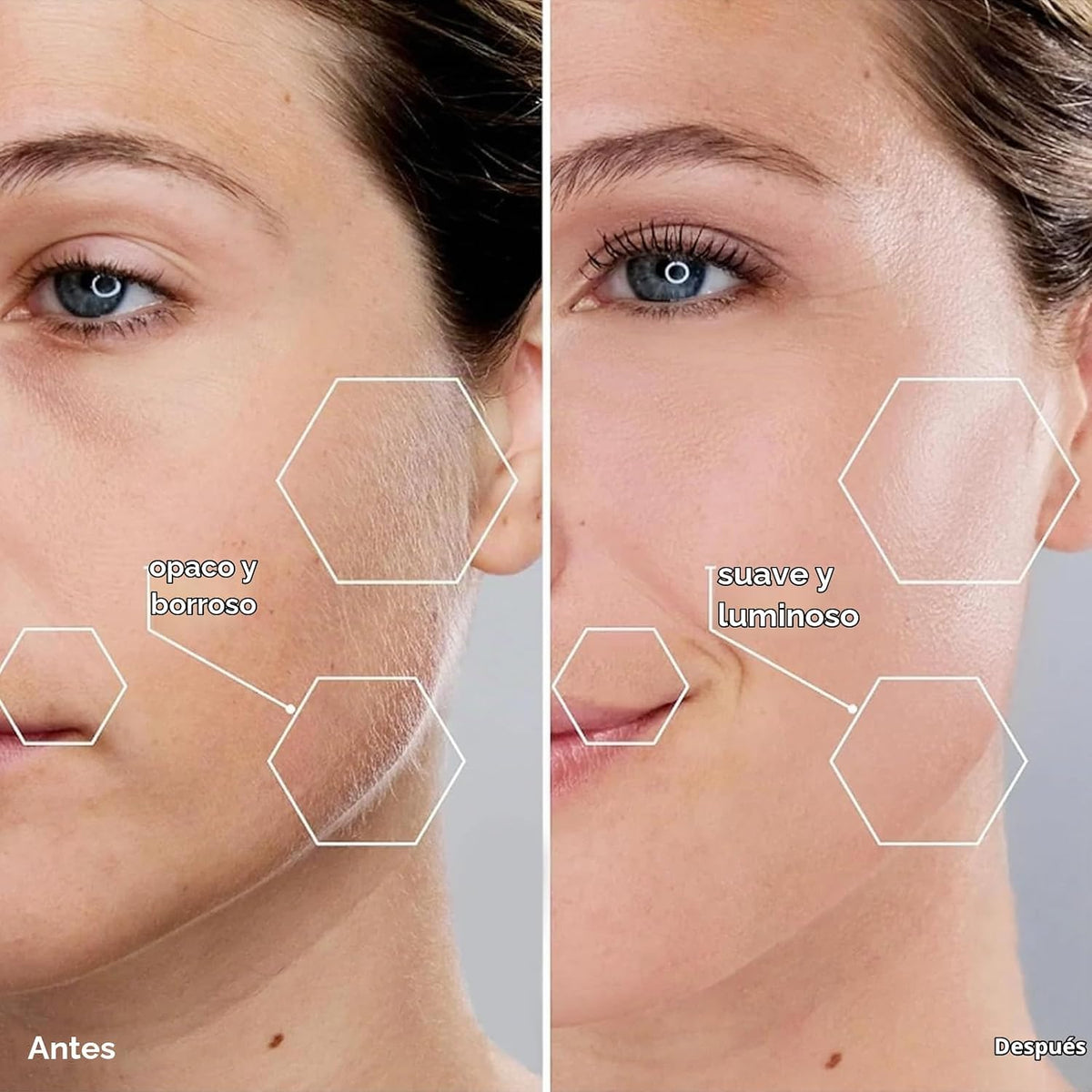 Depilación facial para mujeres, como se ve en la afeitadora facial...
