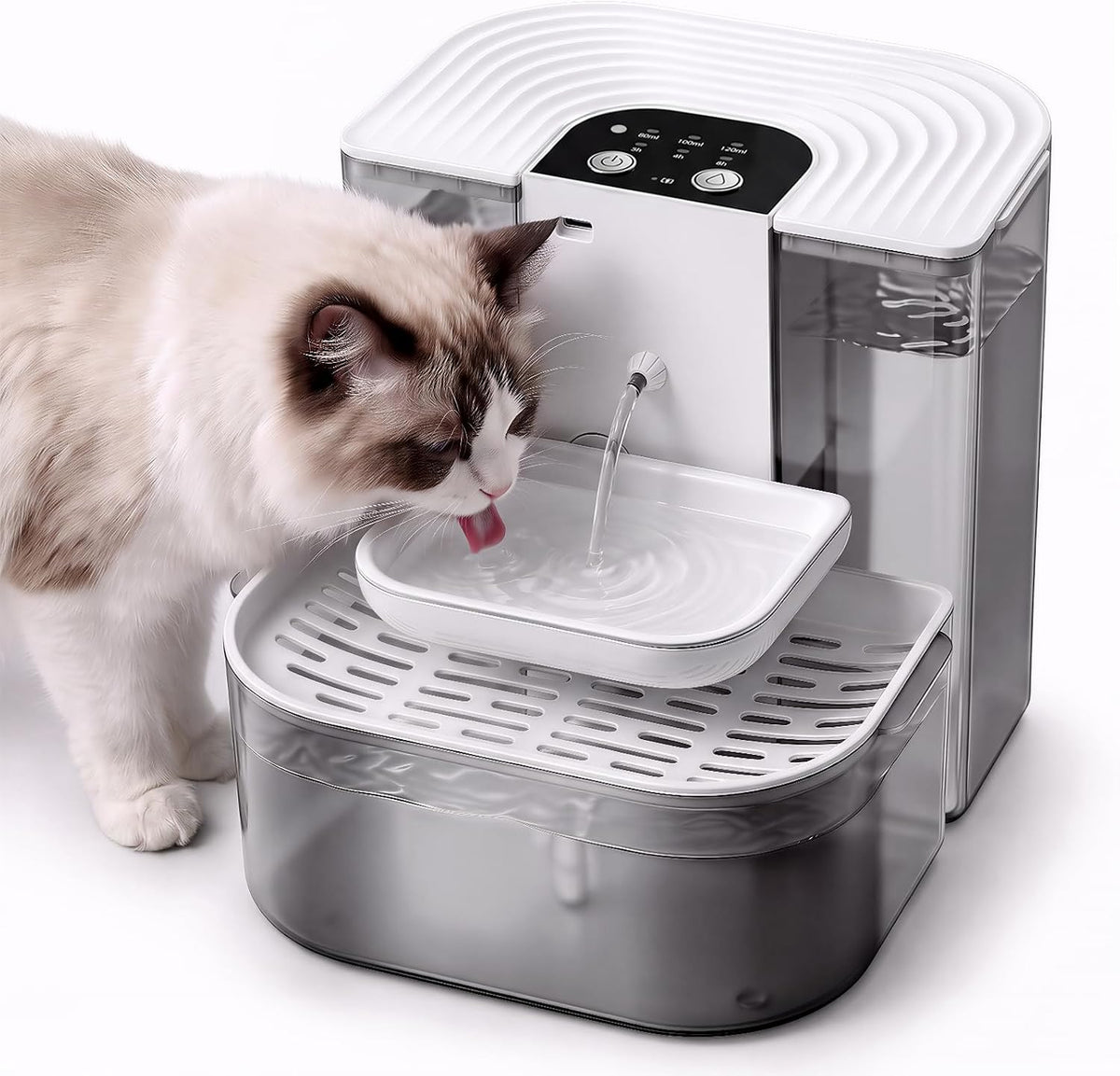 Fuente de agua para gatos, separación de agua fresca y usada, no ne...