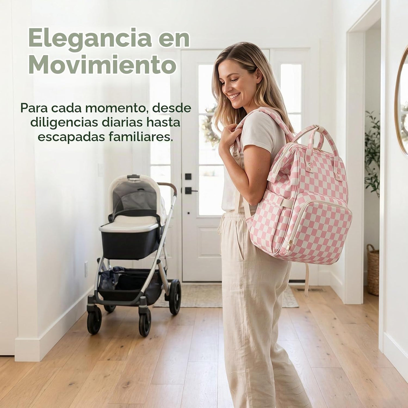 Mochila para pañales para mamá, bolsa de viaje de gran capacidad, b...