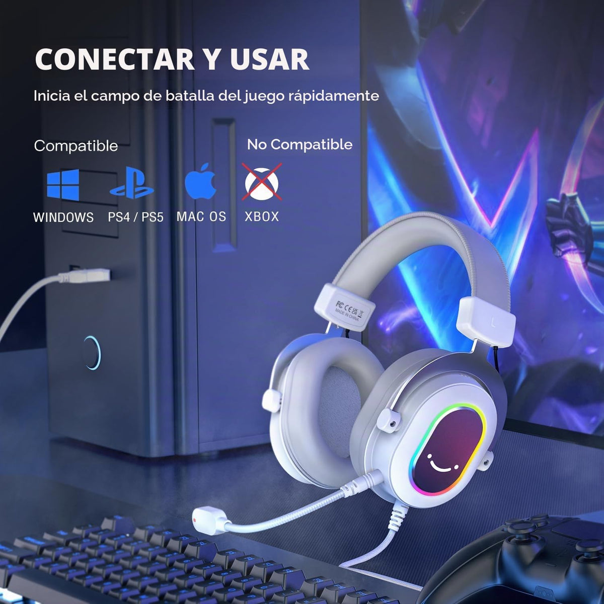 FIFINE Auriculares USB H6W para juegos, auriculares con cable con m...
