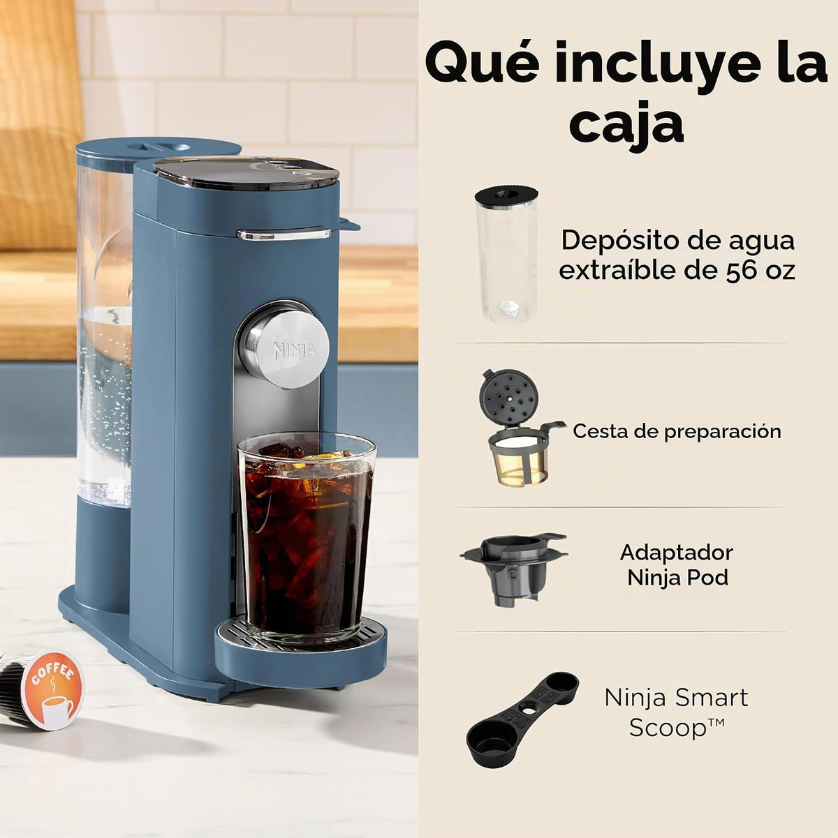 Ninja Pods &amp; Grounds Cafetera de una sola porción, compatible c...