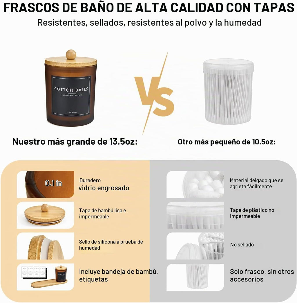 Paquete de 3 Soportes para Q-tips de Baño con Bandeja, Soporte de A...