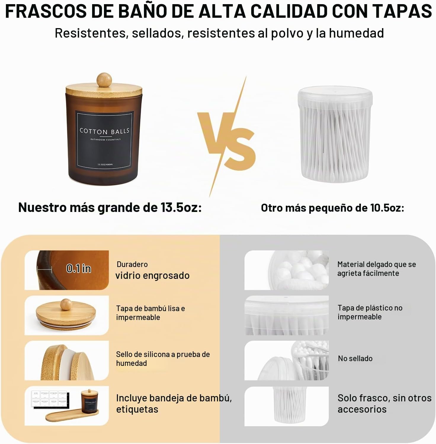 Paquete de 3 Soportes para Q-tips de Baño con Bandeja, Soporte de A...